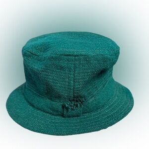 Vintage Donegal Tweed Wool Hat Ireland Green Bucket David Hanna & Sons Sz 7 1/2